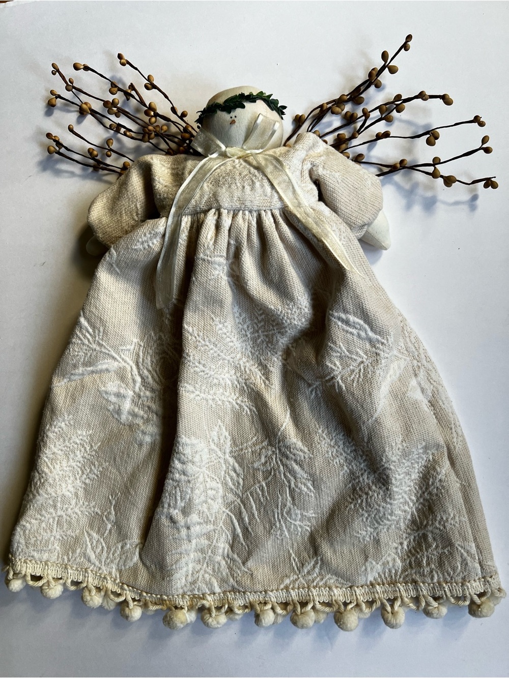 Primitive Snow Angel hanging doll for home decor.